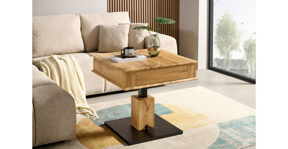 COUCHTISCH in Metall, Holzwerkstoff 70/70/46,5-66 cm  - Eichefarben/Schwarz, Design, Holzwerkstoff/Metall (70/70/46,5-66cm) - Carryhome
