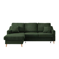 ECKSOFA in Cord Dunkelgrün  - Dunkelgrün/Naturfarben, Design, Holz/Textil (150/228cm) - P & B