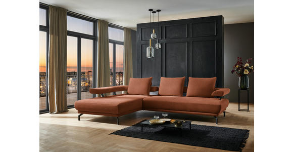 ECKSOFA in Chenille Rostfarben  224/305 cm  - Rostfarben/Schwarz, Design, Textil/Metall (224/305cm) - Dieter Knoll