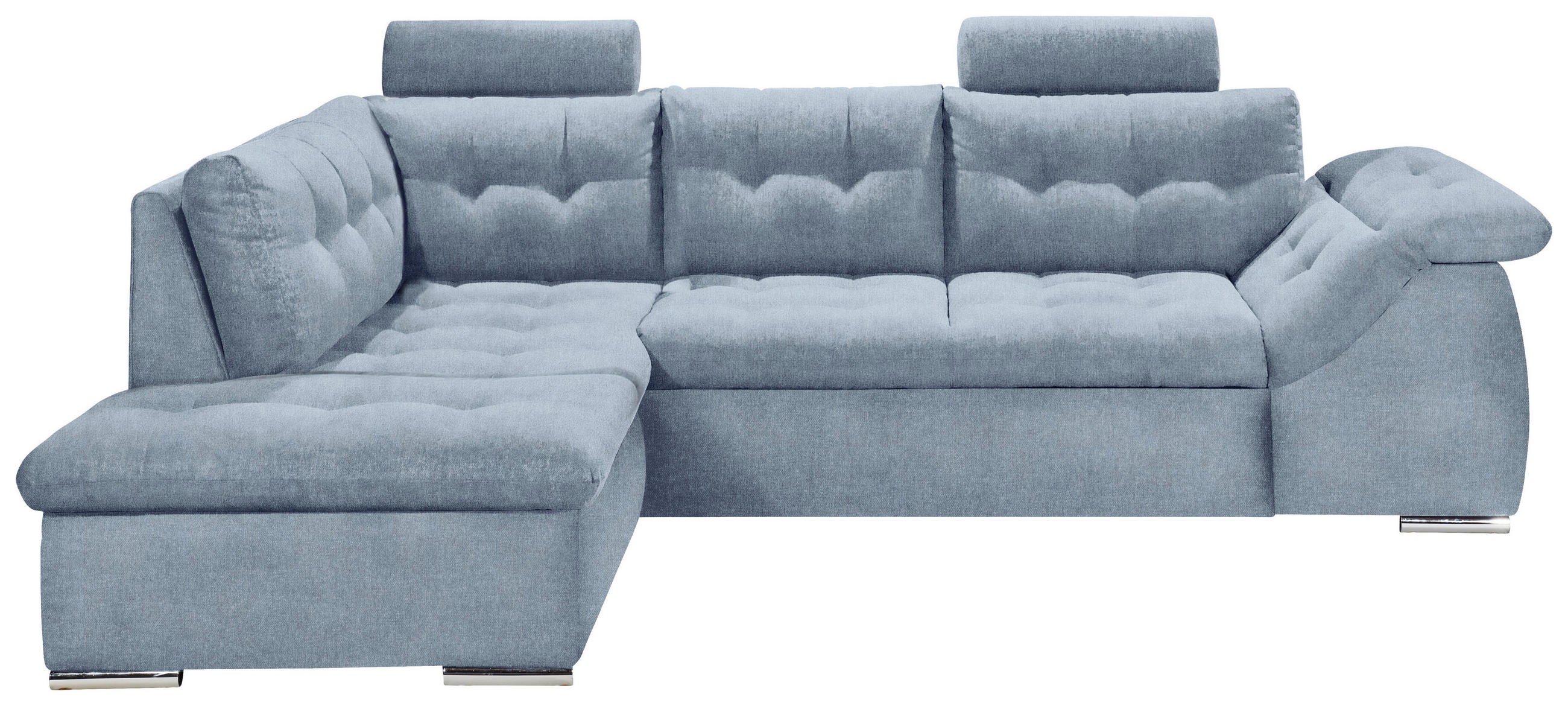 ECKSOFA Blau Mikrovelours  - Blau, KONVENTIONELL, Kunststoff/Textil (193/283cm) - MID.YOU