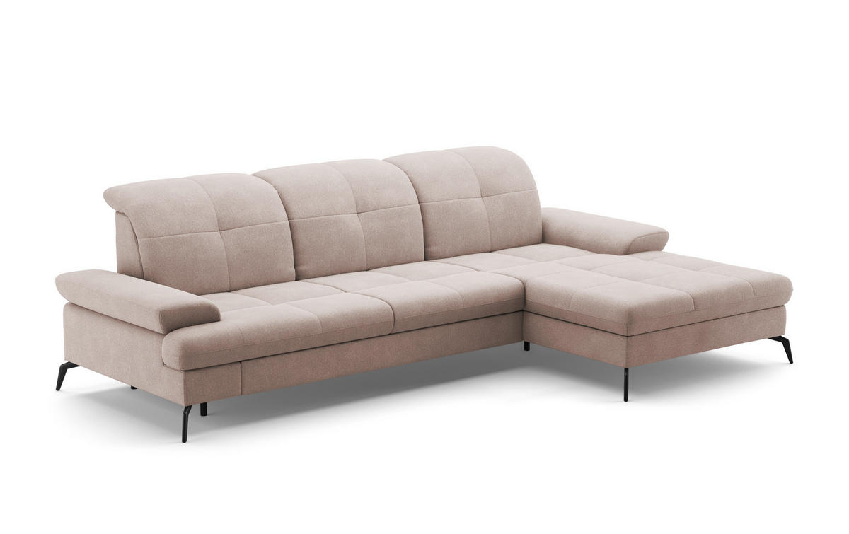 ECKSOFA in Flachgewebe Greige  - Greige/Schwarz, Konventionell, Textil/Metall (279/185cm) - Sit & More
