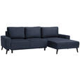 ECKSOFA in Velours Blau  - Blau/Schwarz, Basics, Holz/Textil (260/161cm) - Carryhome