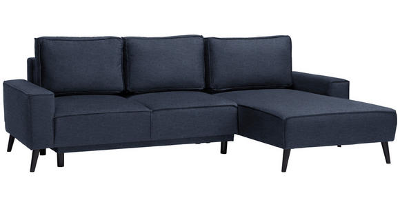 ECKSOFA in Velours Blau  - Blau/Schwarz, Basics, Holz/Textil (260/161cm) - Carryhome