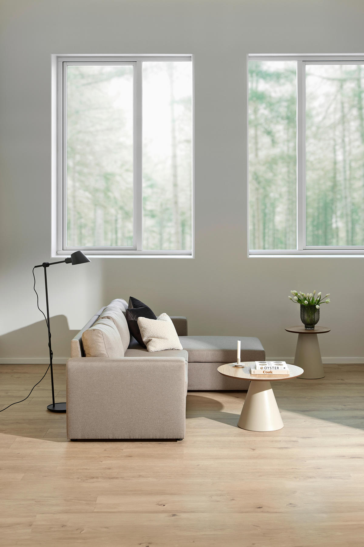 COUCHTISCH rund Grau, Eichefarben  - Eichefarben/Grau, Design, Holzwerkstoff/Metall (85/40cm)