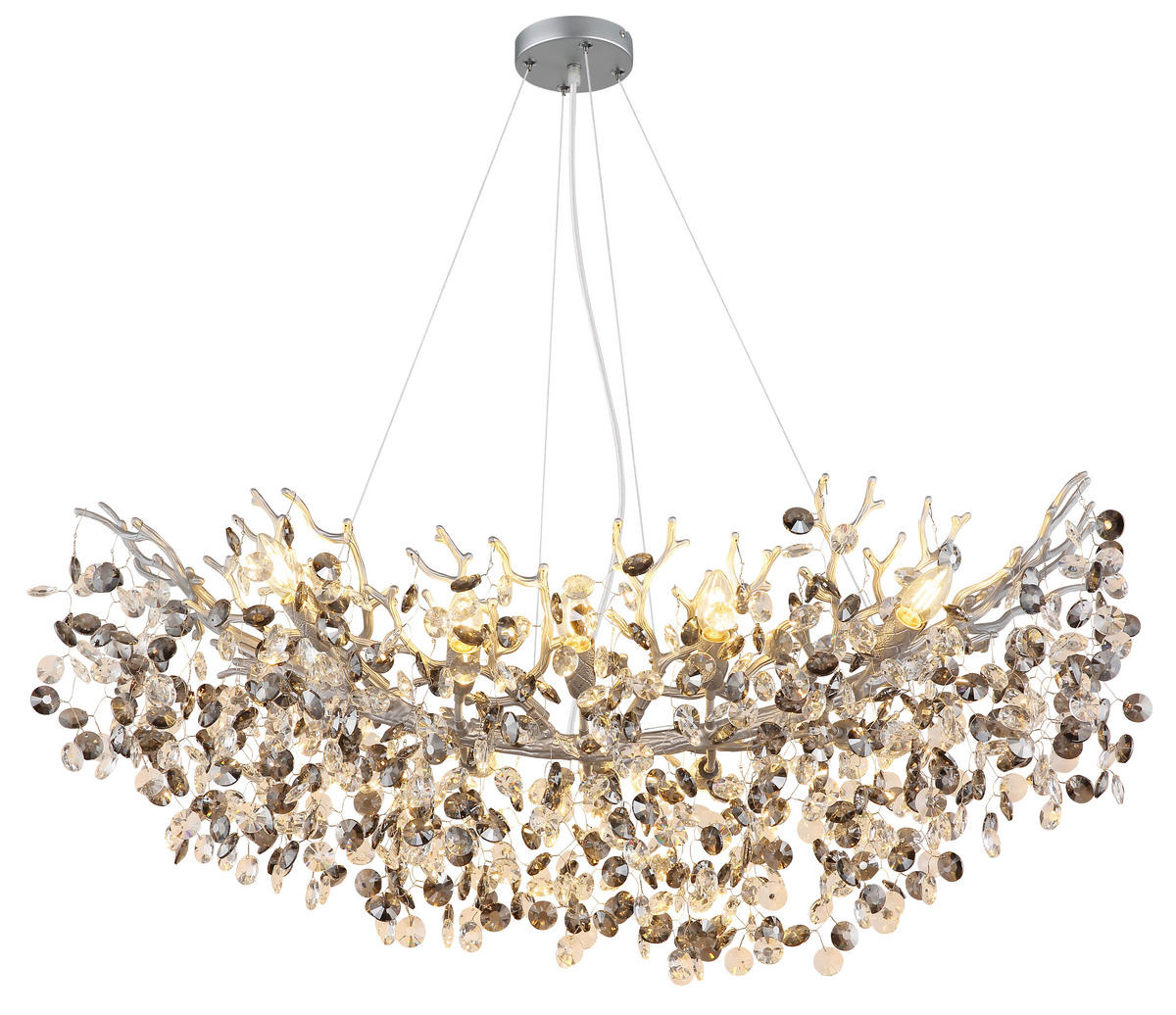 KRONLEUCHTER 100/45/120 cm   - Klar/Silberfarben, KONVENTIONELL, Glas/Metall (100/45/120cm)