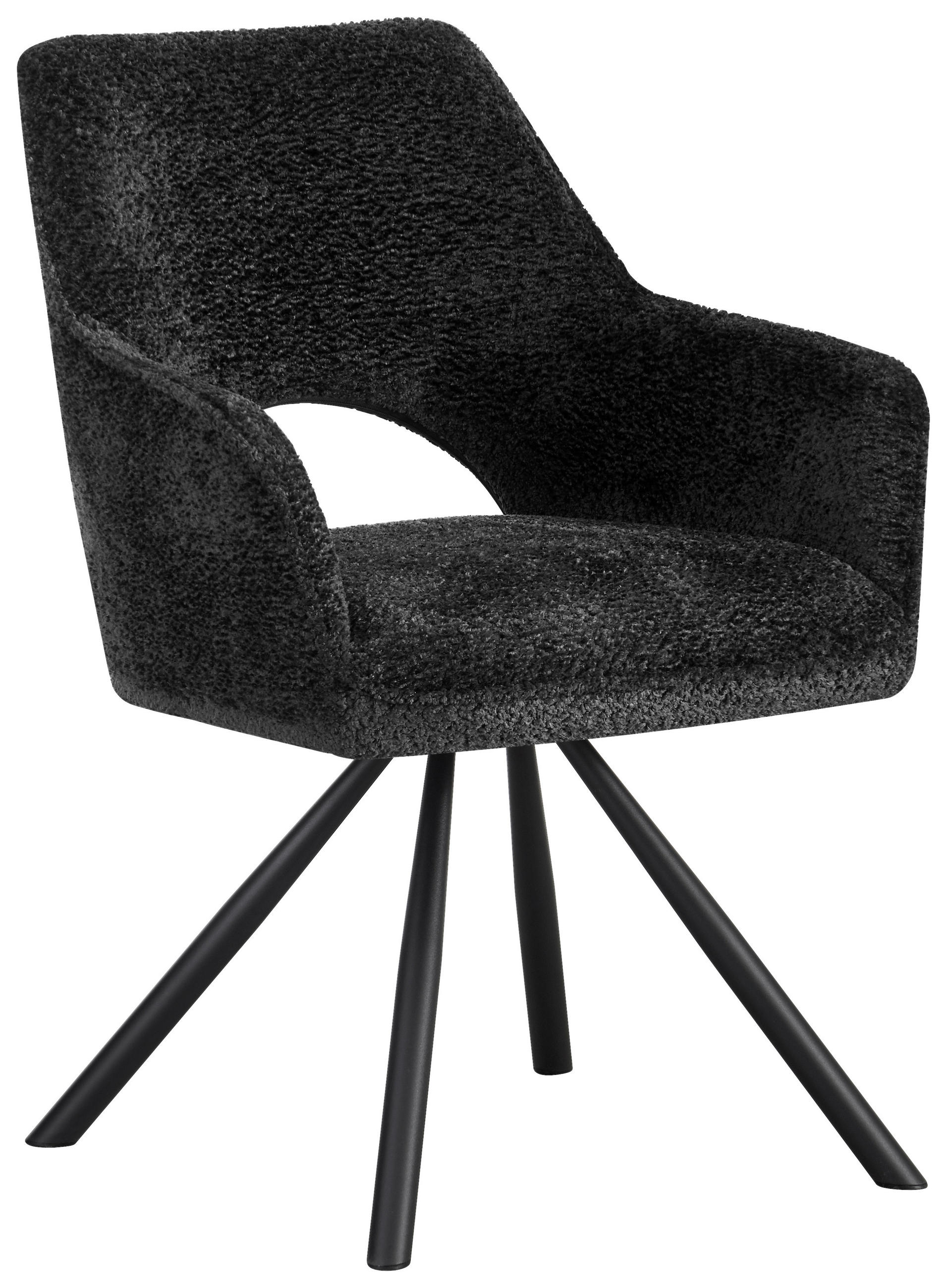 ARMLEHNSTUHL  in Eisen Teddystoff  - Schwarz, Design, Textil/Metall (60/85/63cm) - Ambia Home