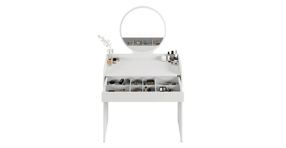 SCHMINKTISCH 90/47/142 cm, Weiß  - Weiß, Design, Glas/Holzwerkstoff (90/47/142cm) - Carryhome