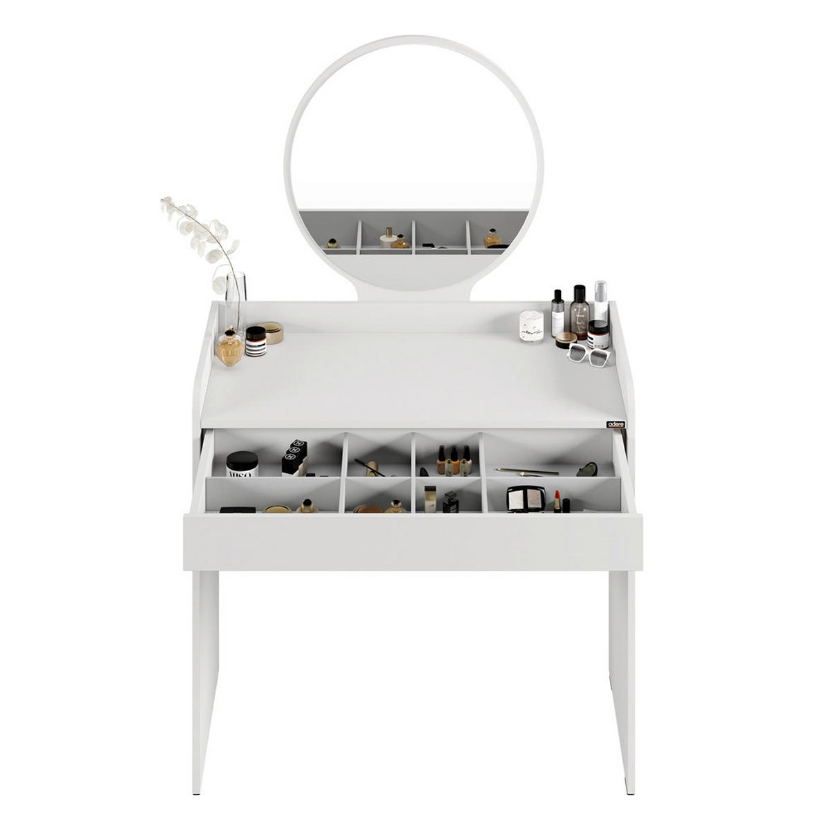 SCHMINKTISCH Weiß  - Weiß, Design, Glas/Holzwerkstoff (90/47/142cm) - Carryhome