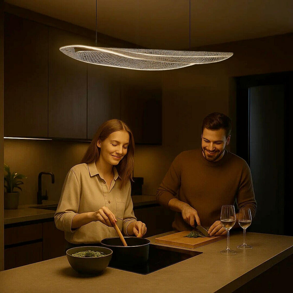 LED LUSTER    94/30/120 cm    - prozirna/zlatna, Dizajnerski, metal/plastika (94/30/120cm)