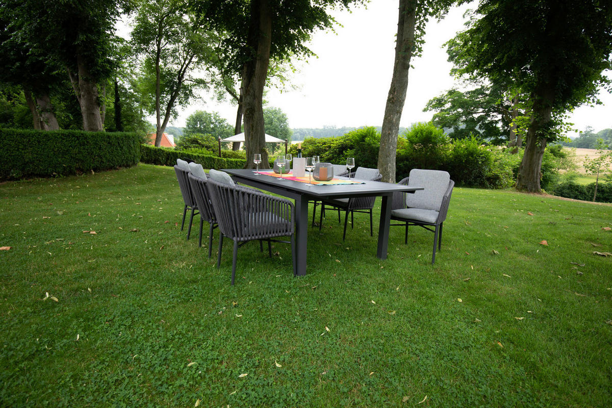 GARTENSET beschichtet Aluminium  - Anthrazit/Grau, Basics, Textil/Metall (180/240/100/70cm) - Gardenson