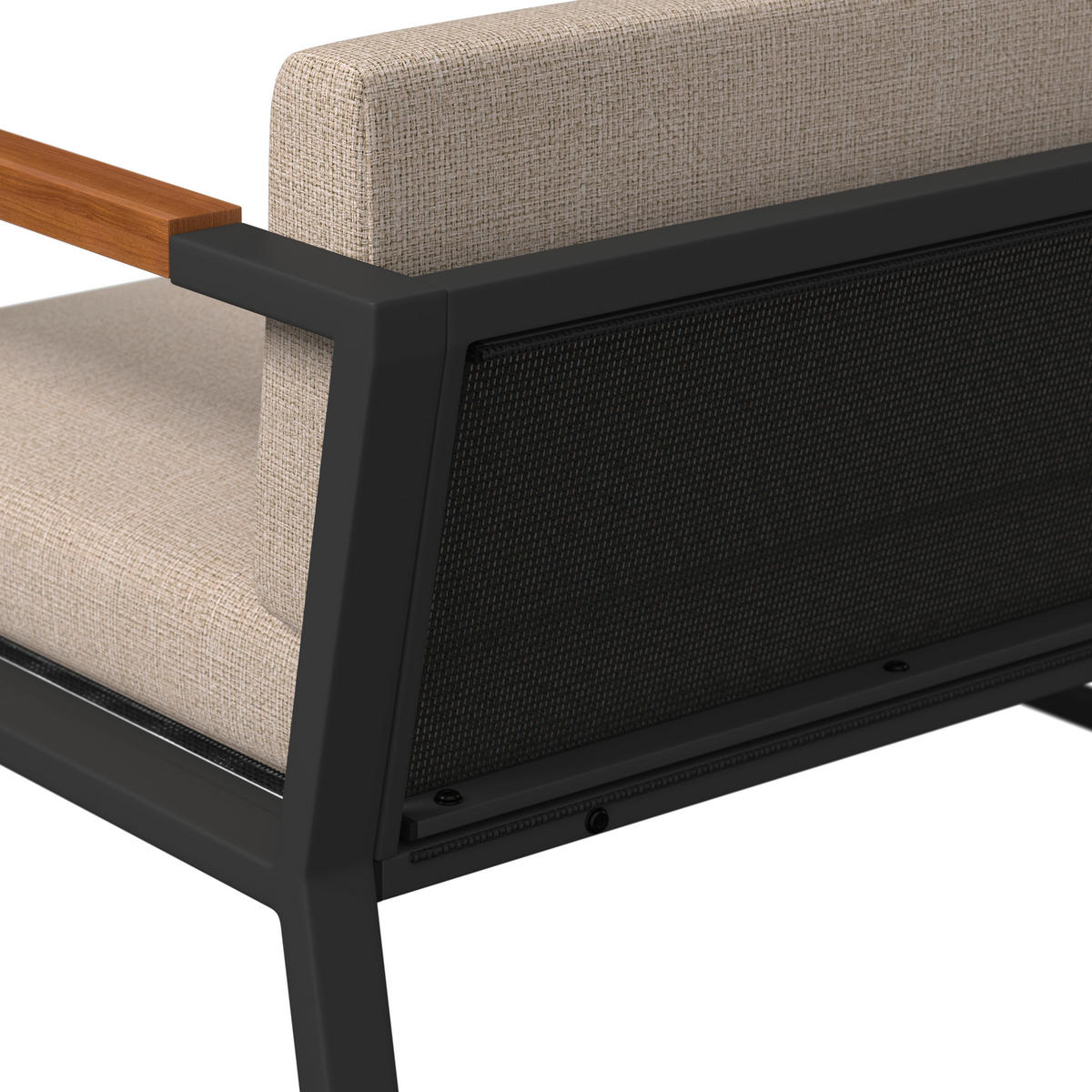 LOUNGEGARNITUR Akazie massiv Stahl  - Dunkelgrau/Beige, MODERN, Holz/Metall (206l) - Ambia Garden