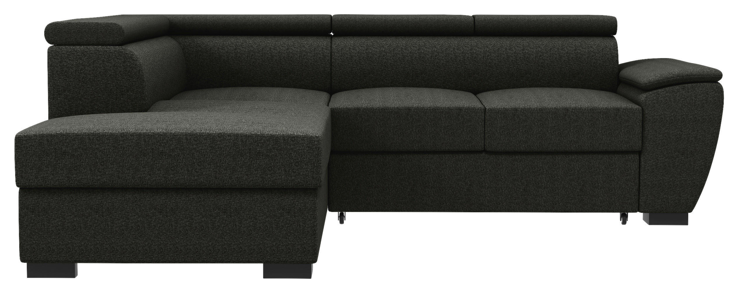 ECKSOFA Anthrazit Flachgewebe  - Anthrazit/Schwarz, KONVENTIONELL, Kunststoff/Textil (220/266cm) - Carryhome