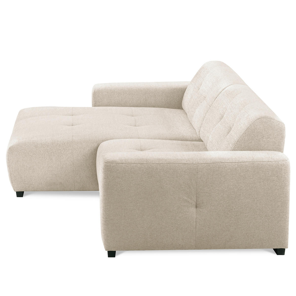 ECKSOFA AUSTIN Beige Flachgewebe Sitztiefenverstellung  - Beige/Schwarz, Design, Kunststoff/Textil (169/286cm) - Livetastic