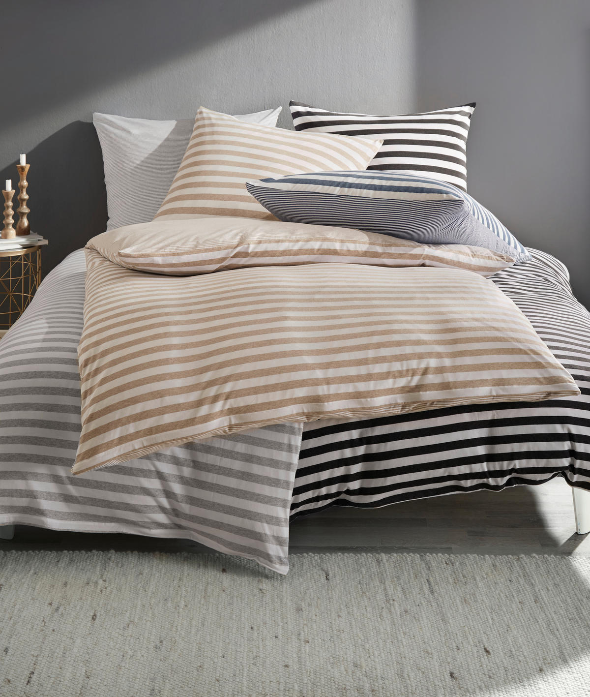 WENDEBETTWÄSCHE 2-teilig Jersey 135/200 cm  - Beige, KONVENTIONELL, Textil (135/200cm) - Bio:Vio
