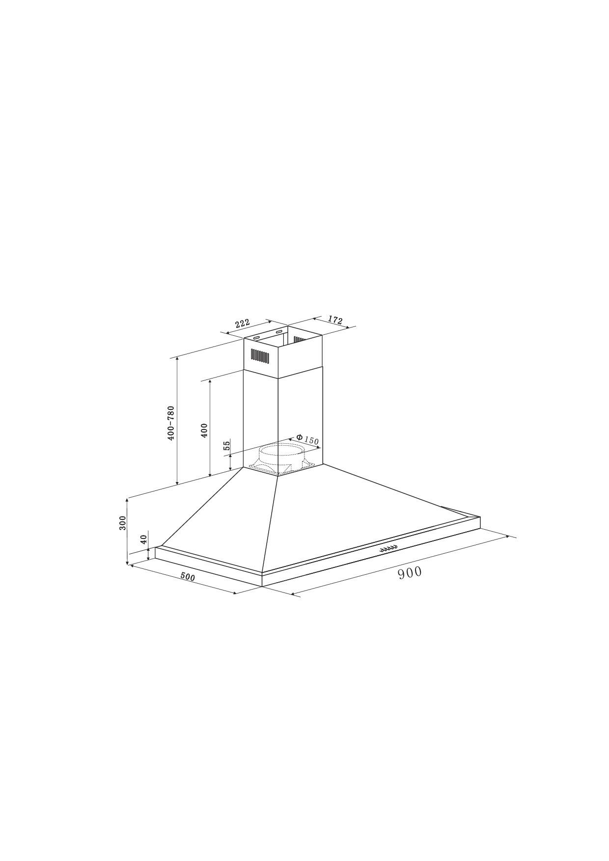 DUNSTABZUGSHAUBE CH22068IXB  - Edelstahlfarben, Trend, Metall (90/70-108/50cm) - Respekta