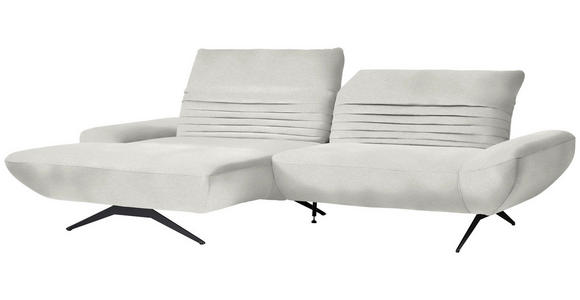 ECKSOFA  in Teddystoff Weiß  170-195/280 cm  - Schwarz/Weiß, Design, Textil/Metall (170-195/280cm) - Dieter Knoll