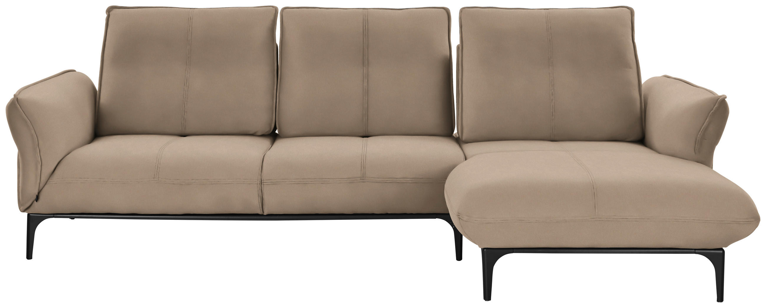 ECKSOFA in Echtleder Hellbraun  - Hellbraun/Schwarz, Natur, Leder (277/182cm) - Valnatura