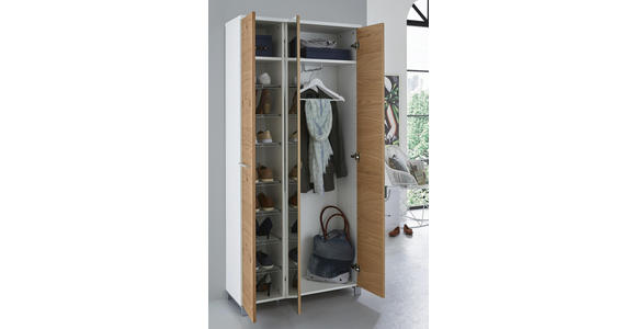 GARDEROBENSCHRANK 90/193/37 cm - Chromfarben/Eichefarben, Design, Glas/Holz (90/193/37cm) - Dieter Knoll