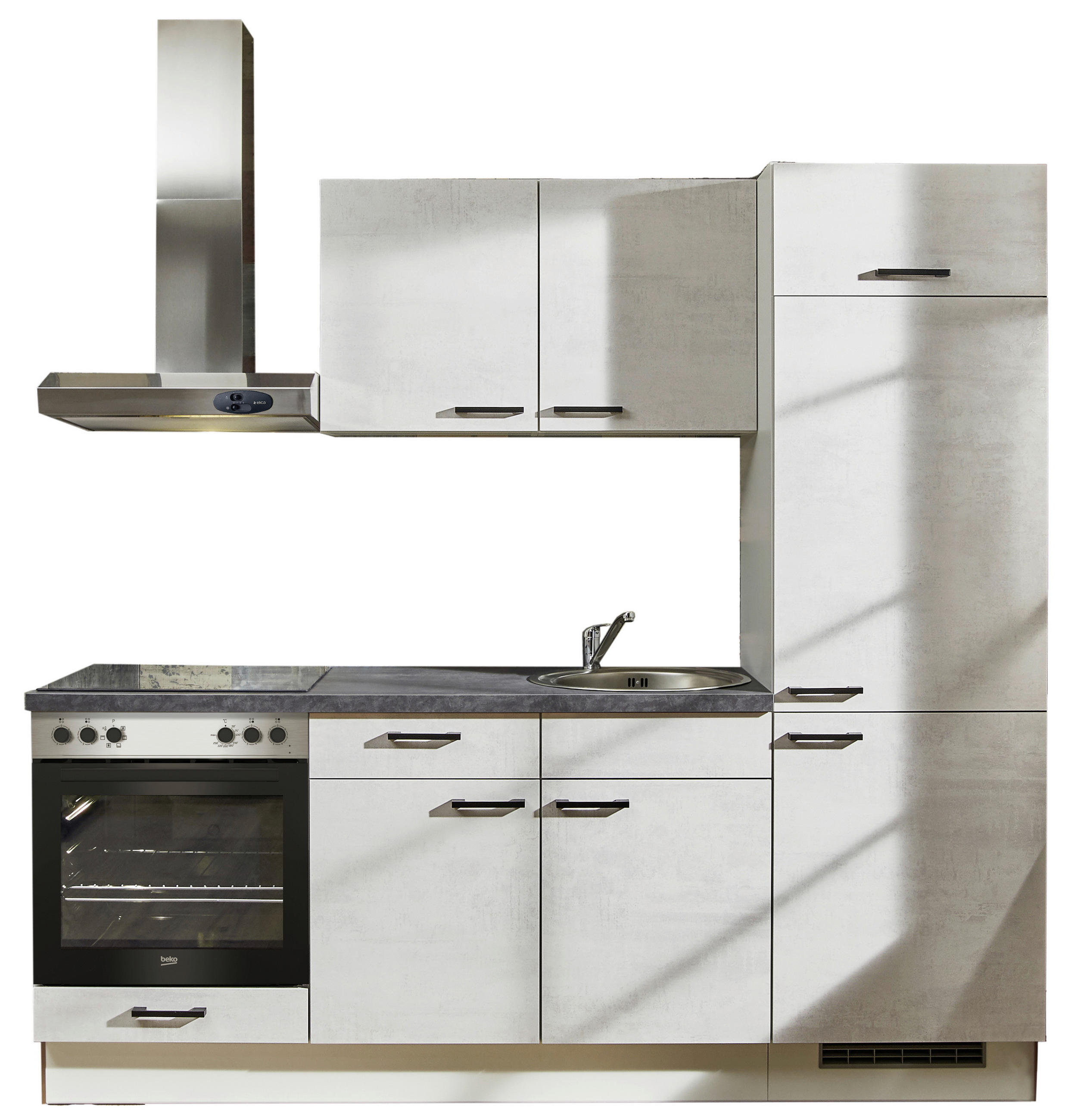 KÜCHENBLOCK 220 cm   in Graphitfarben, Weiß  - Schwarz/Graphitfarben, Design, Holzwerkstoff/Metall (220cm) - Pino