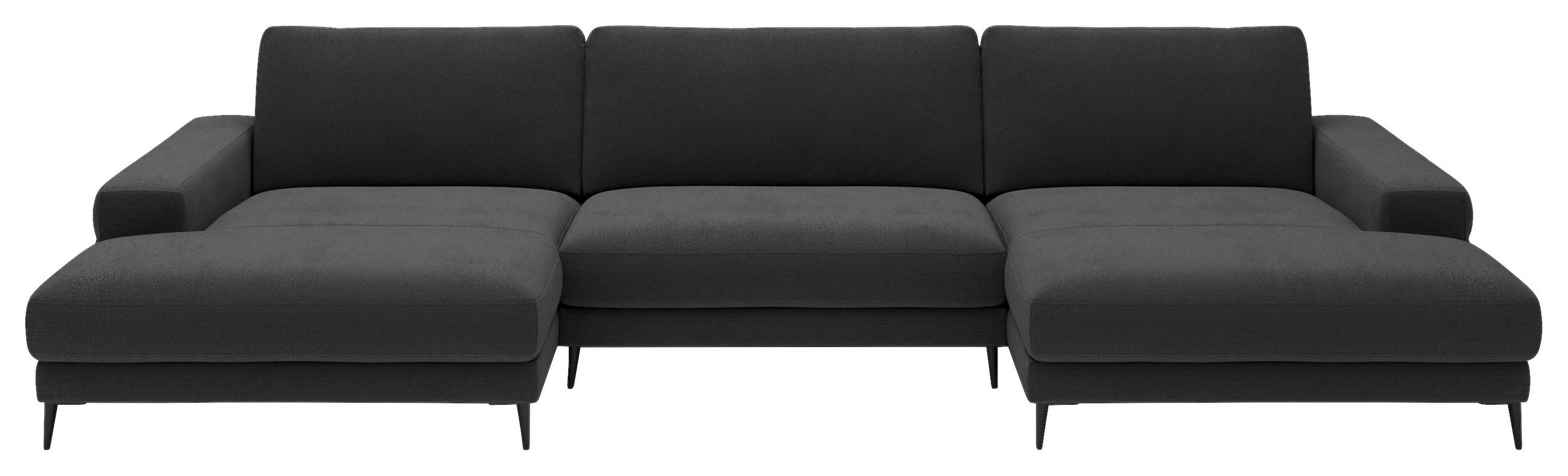 WOHNLANDSCHAFT Badia Base Anthrazit Feincord  - Anthrazit/Schwarz, Design, Textil/Metall (177/376/177cm) - Dieter Knoll