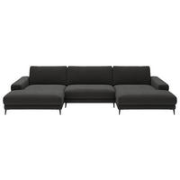 WOHNLANDSCHAFT Badia Base Anthrazit Feincord  - Anthrazit/Schwarz, Design, Textil/Metall (177/376/177cm) - Dieter Knoll