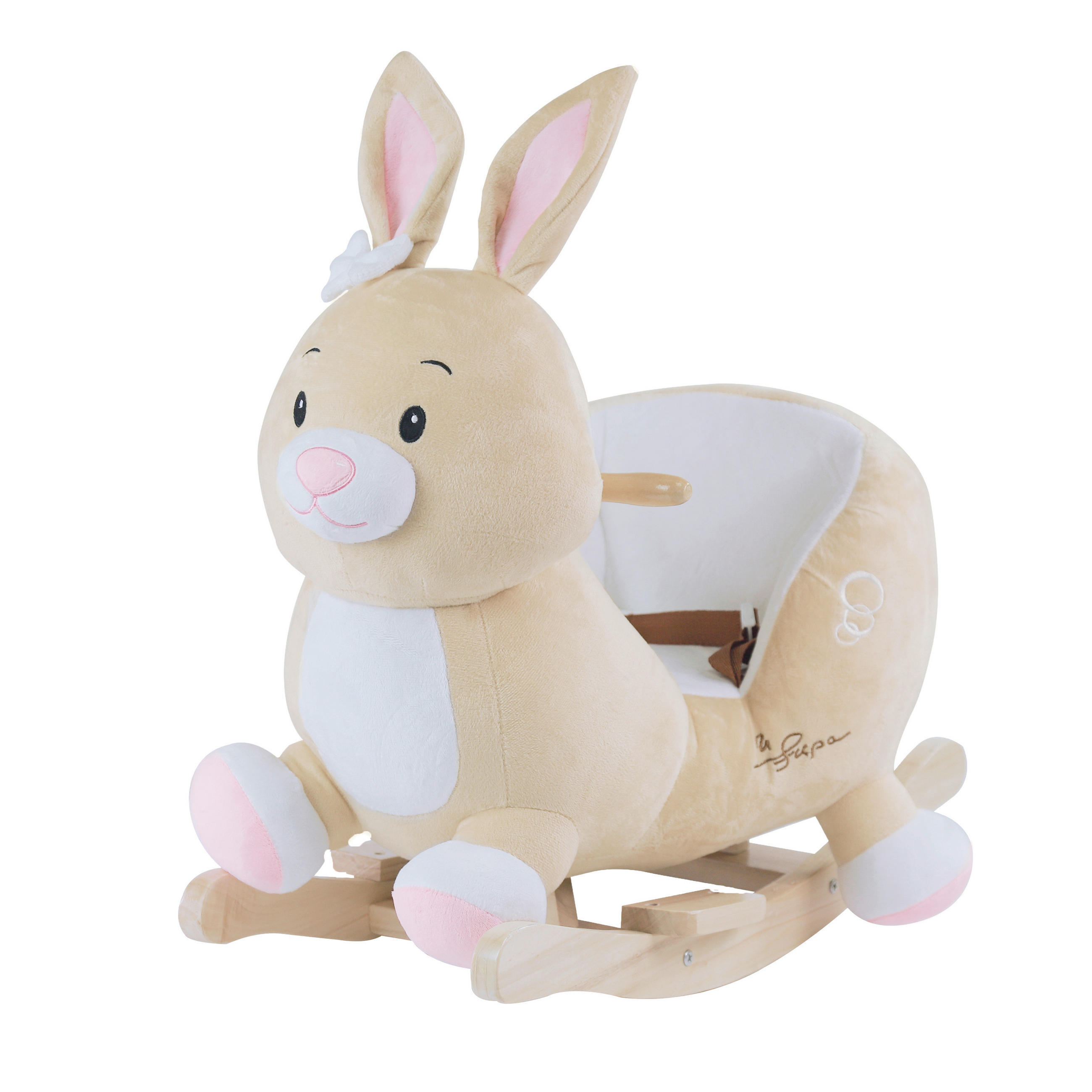 XXXLutz Schaukeltier Hase Hopsi Creme, Weiß, Hellbraun 31x53x60 cm