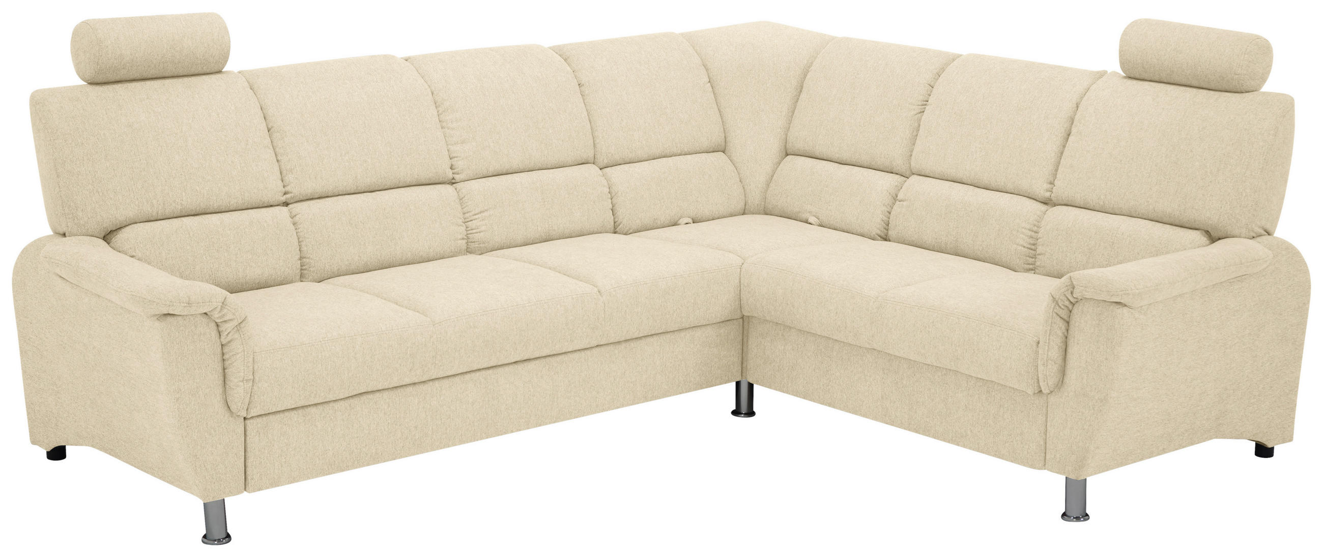 ECKSOFA Beige Webstoff  - Beige/Silberfarben, Design, Holz/Kunststoff (270/216cm) - Livetastic