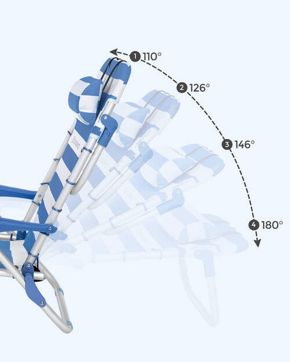 STRANDSTUHL Aluminium Blau, Weiß  - Blau/Weiß, Basics, Textil/Metall (68/75/63cm) - Modante