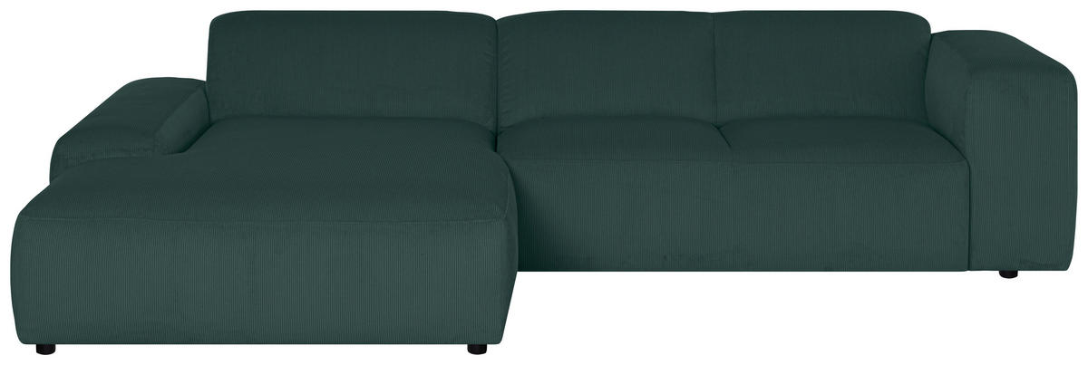 ECKSOFA HANNAH Grün Cord  - Schwarz/Grün, Design, Kunststoff/Textil (200/304cm) - MID.YOU
