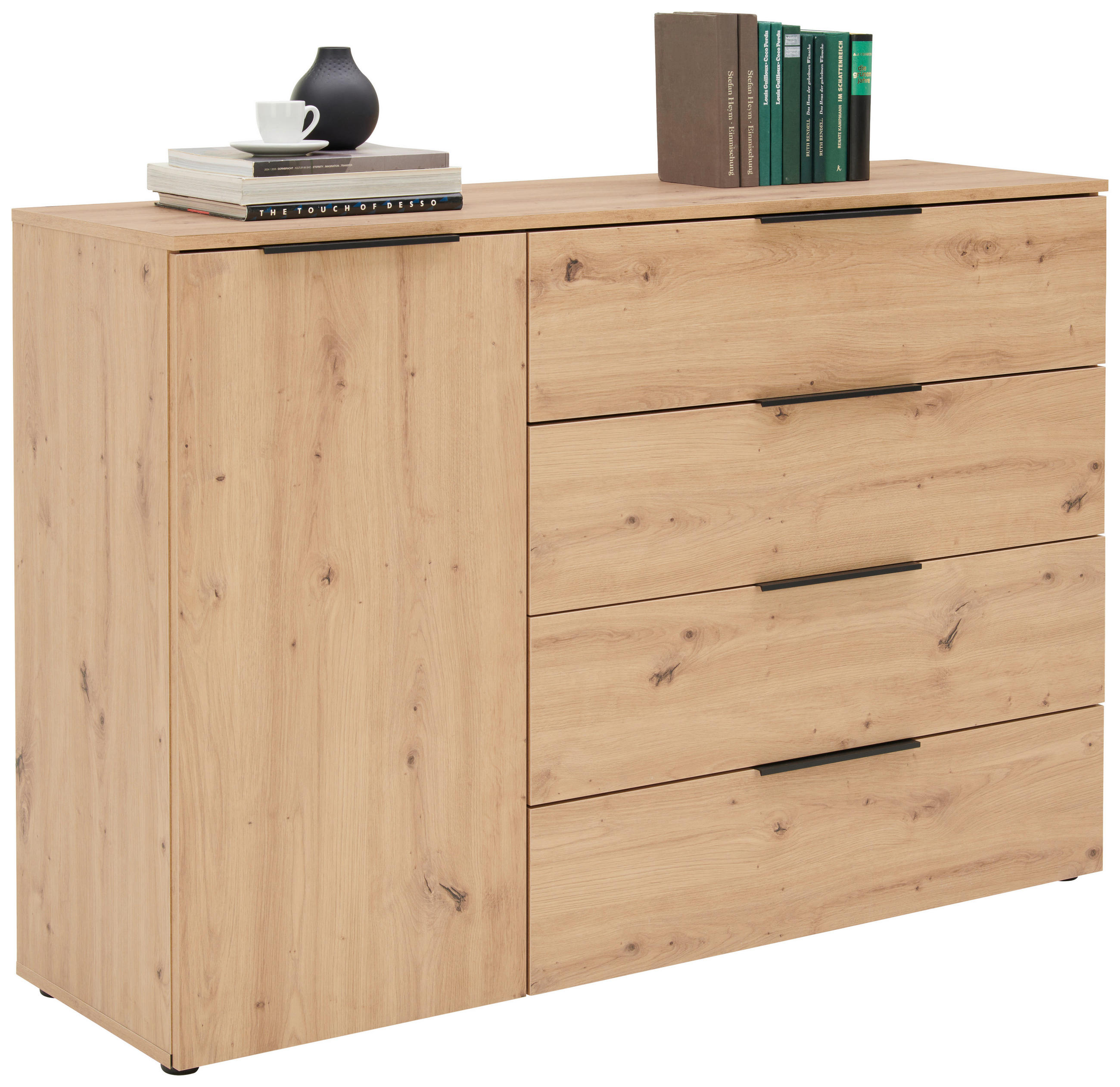 BYRÅ 135.9/92.9/42 cm - svart/ekfärgad, Klassisk, metall/träbaserade material (135.9/92.9/42cm) - Xora