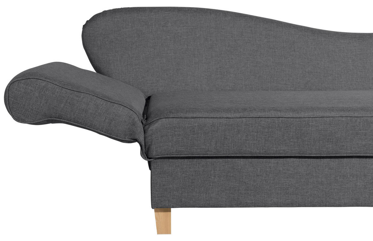 RÉCAMIERE in Flachgewebe Graphitfarben  - Buchefarben/Graphitfarben, Design, Holz/Textil (190/88/82cm) - Max Winzer