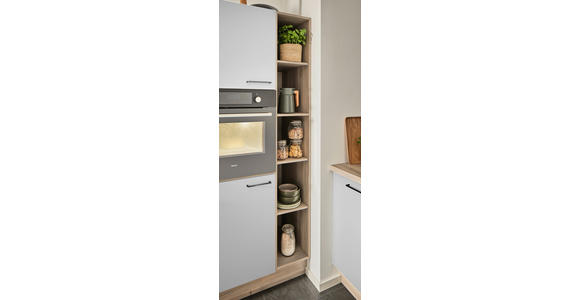 ECKKÜCHE in Hellgrau, Tannenholzfarben - Tannenholzfarben/Hellgrau, Design, Holzwerkstoff/Metall (150/280/121,6cm) - Xora