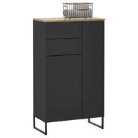 MIDISCHRANK 60/106/32 cm  - Eichefarben/Schwarz, KONVENTIONELL, Holzwerkstoff/Metall (60/106/32cm) - home24