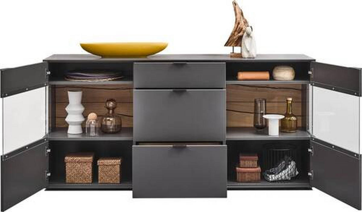 SIDEBOARD Graphitfarben, Eichefarben  181,9/87,9/45,2 cm  - Eichefarben/Graphitfarben, Design, Glas/Holzwerkstoff (181,9/87,9/45,2cm) - Dieter Knoll