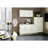 KÜCHENBLOCK 210 cm   in Creme  - Chromfarben/Eichefarben, Modern, Holzwerkstoff/Metall (210cm) - Held