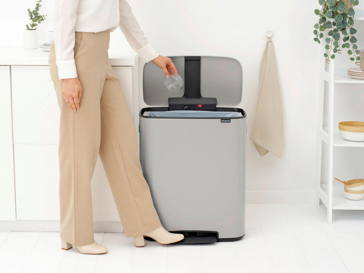 KANTA SA PAPUČICOM  60 l   - svetlosiva/antracit, Osnovno, metal/plastika (36,3/65,2/54,10cm) - Brabantia
