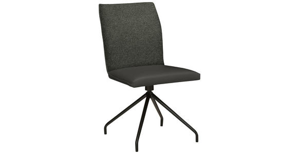 STUHL  , Stoffauswahl, Typenauswahl, Sitzfläche 360° drehbar  , Webstoff, Mikrofaser  ,  - Anthrazit/Schwarz, Design, Textil/Metall (49/91/60cm) - Moderano