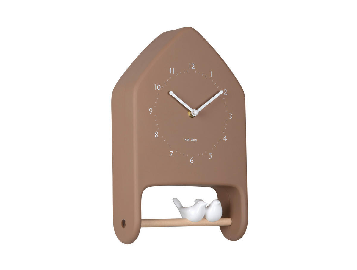 WANDUHR Love birds Mokka 20/32/7 cm  - Mokka, Basics, Kunststoff (20/32/7cm) - Karlsson