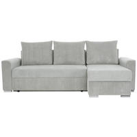 ECKSOFA in Cord, Mikrofaser Hellgrau  - Chromfarben/Hellgrau, Design, Kunststoff/Textil (239/141cm) - Livetastic
