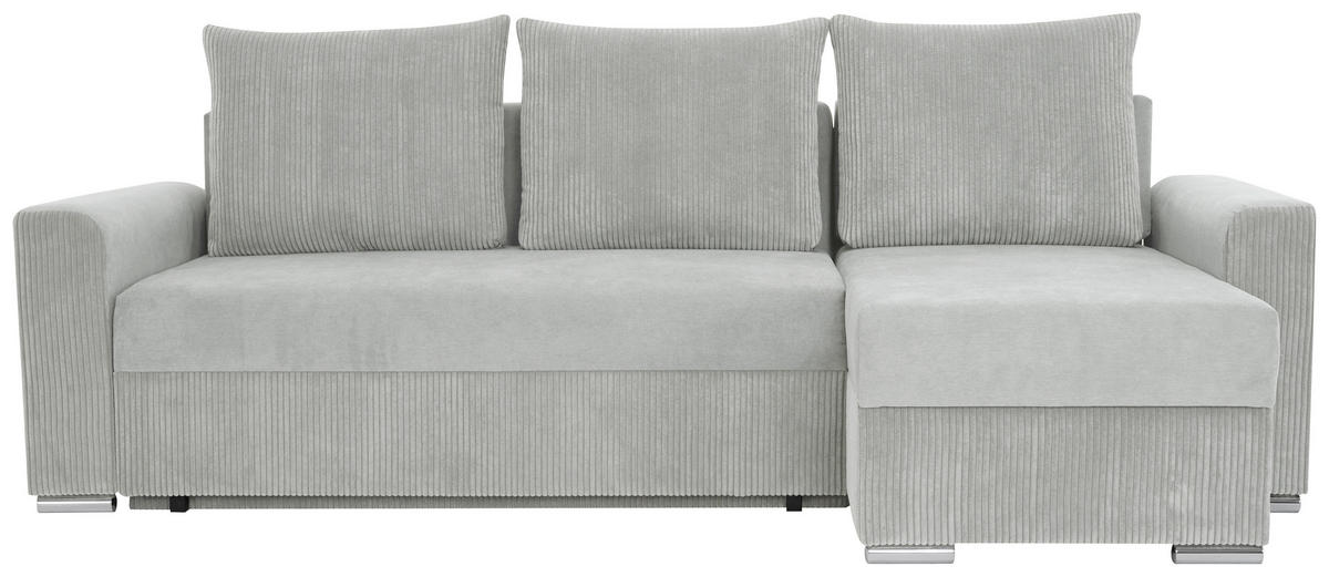 ECKSOFA in Cord, Mikrofaser Hellgrau  - Chromfarben/Hellgrau, Design, Kunststoff/Textil (239/141cm) - Livetastic