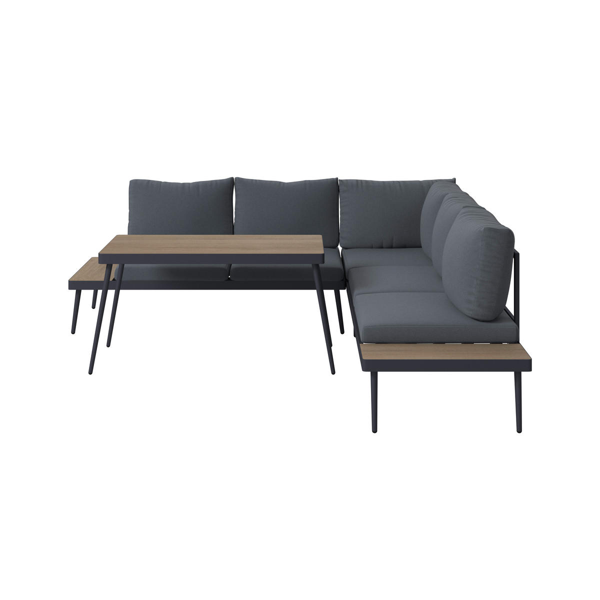 LOUNGEGARNITUR 226/226 cm Aluminium  - Dunkelgrau/Naturfarben, MODERN, Kunststoff/Textil (226/226cm) - Ambia Garden