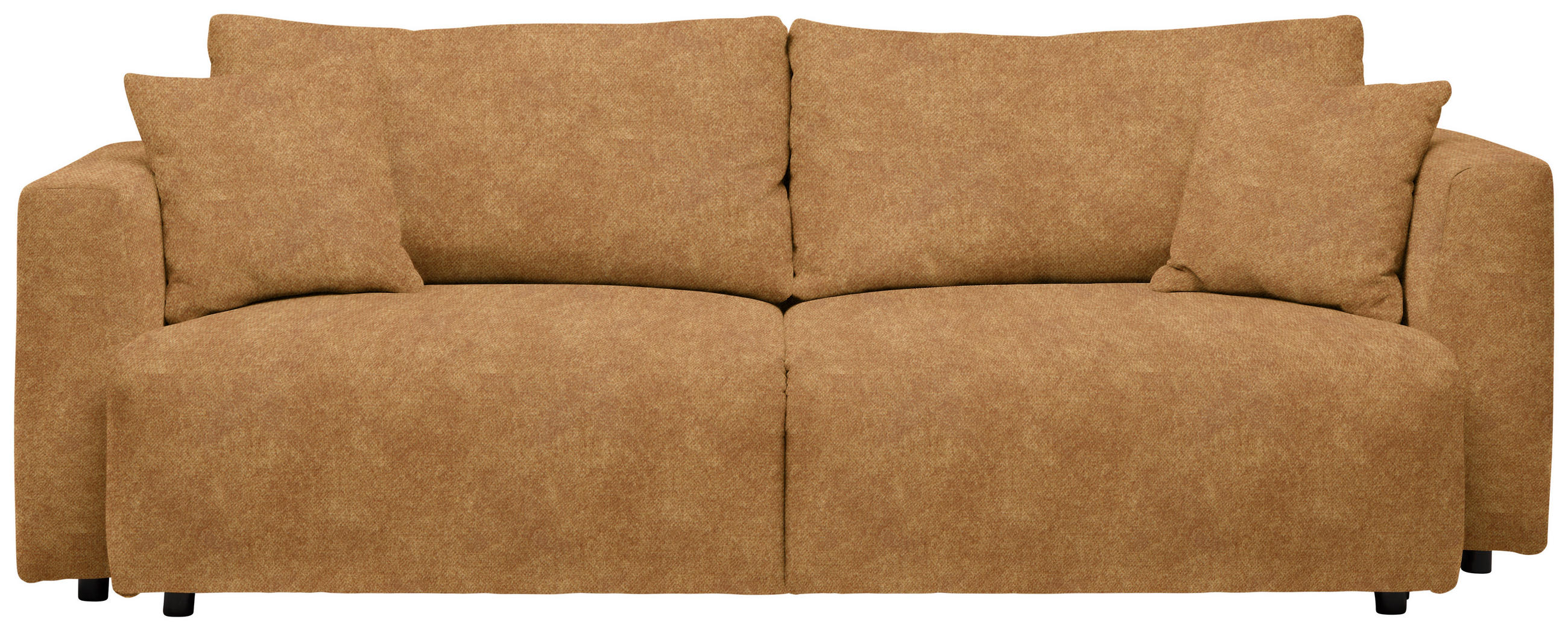 SCHLAFSOFA  mit Stoffauswahl, Schlafen auf Sitzhöhe, Rücken echt Velours Currygelb  - Currygelb/Schwarz, Design, Kunststoff/Textil (250/92/105cm) - Carryhome