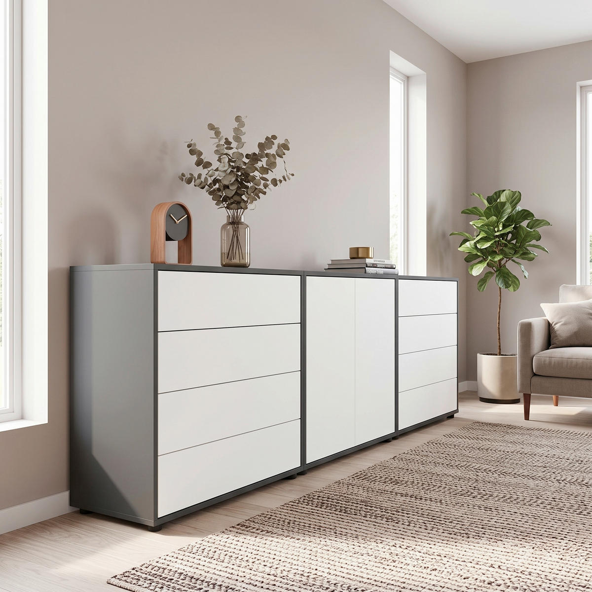 SIDEBOARD   - Anthrazit/Schwarz, MODERN, Holzwerkstoff/Kunststoff (237/73/33cm) - MID.YOU