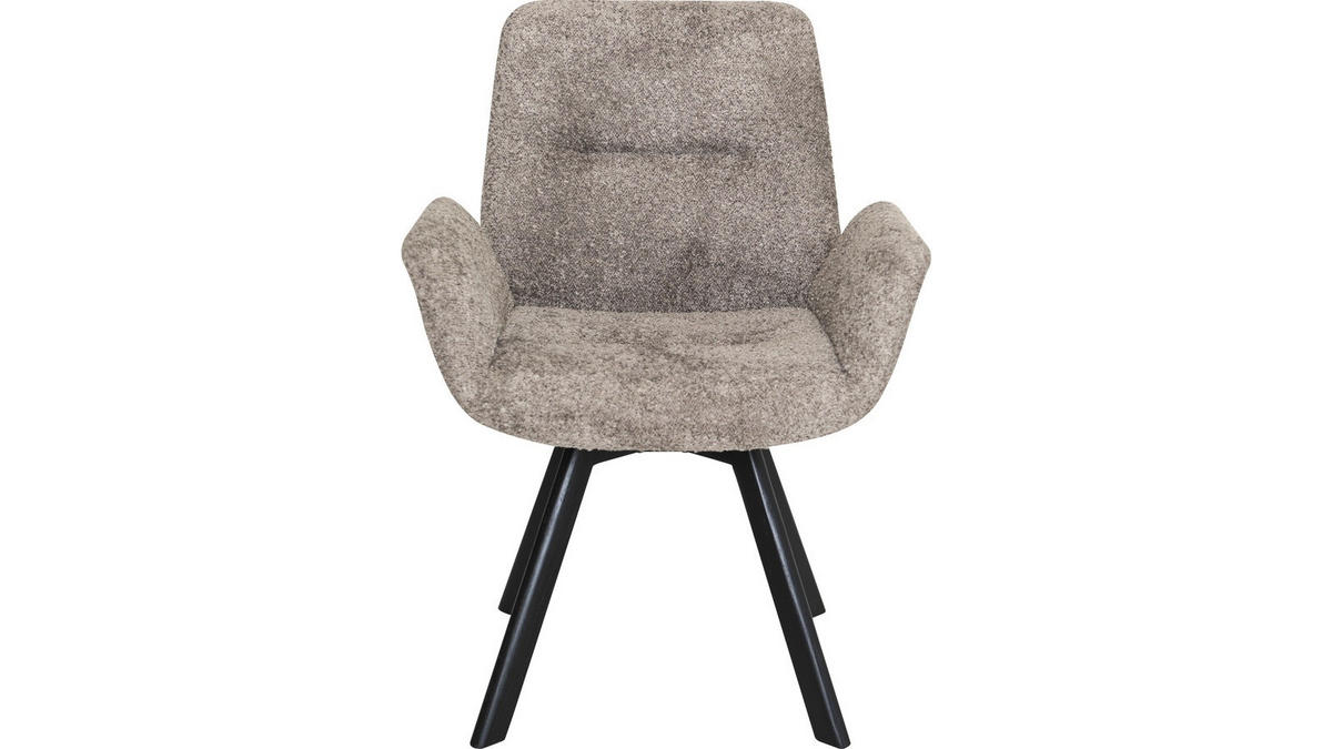 STOL MED ARMSTÖD bouclé  - svart/taupe, Design, trä/textil (64/88/63cm) - Best Price