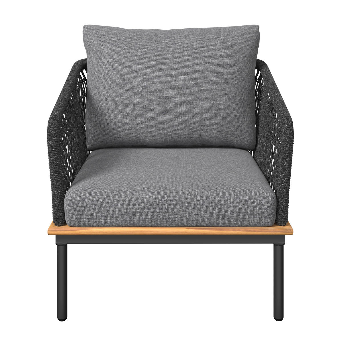 KERTI BÚTORSZETT 5 részes  - antracit/tíkfa színű, Modern, textil/fa - Ambia Garden