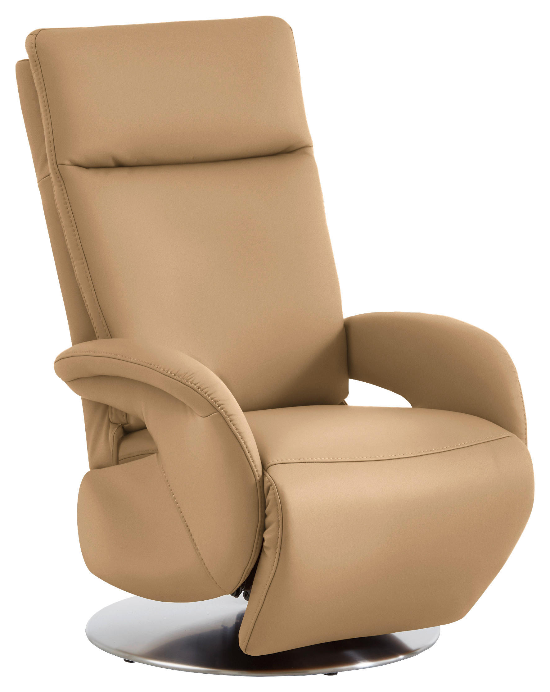 RELAXSESSEL in Leder Honig  - Edelstahlfarben/Honig, Design, Leder/Metall (70/108/80cm) - Cantus