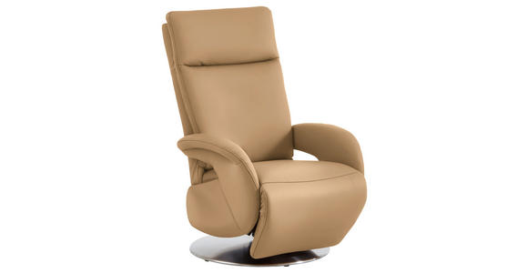 RELAXSESSEL in Leder Honig - Edelstahlfarben/Honig, Design, Leder/Metall (70/108/80cm) - Cantus