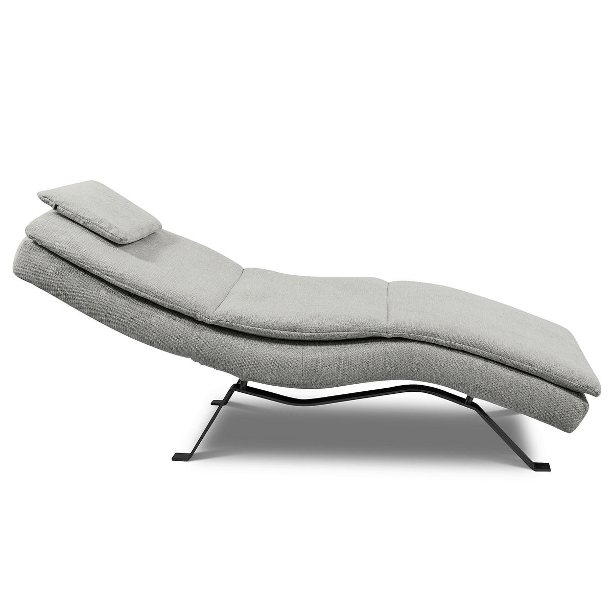 RELAXLIEGE Echtleder Grau  - Schwarz/Grau, Design, Leder/Metall (65/95/171cm) - Celina Home