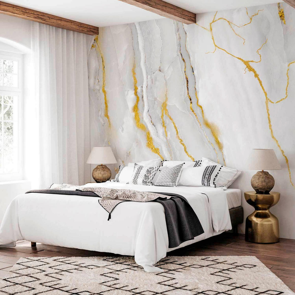 FOTOTAPETE  - Grauweiß/Honig, LIFESTYLE, Textil (200/140cm) - artgeist