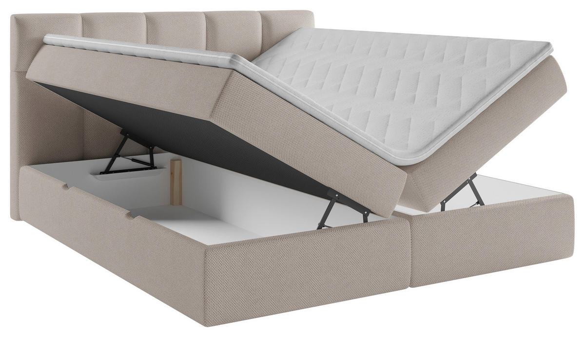 BOXBETT 160/200 cm  in Beige  - Beige/Schwarz, MODERN, Holz/Kunststoff (160/200cm) - MID.YOU